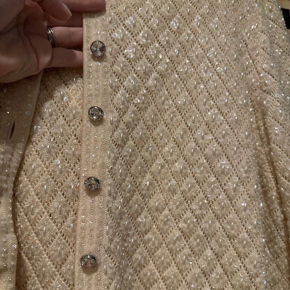 Vintage Escada Couture Cream and Iridescent Beaded Cardigan Set - Picture 3 of 12